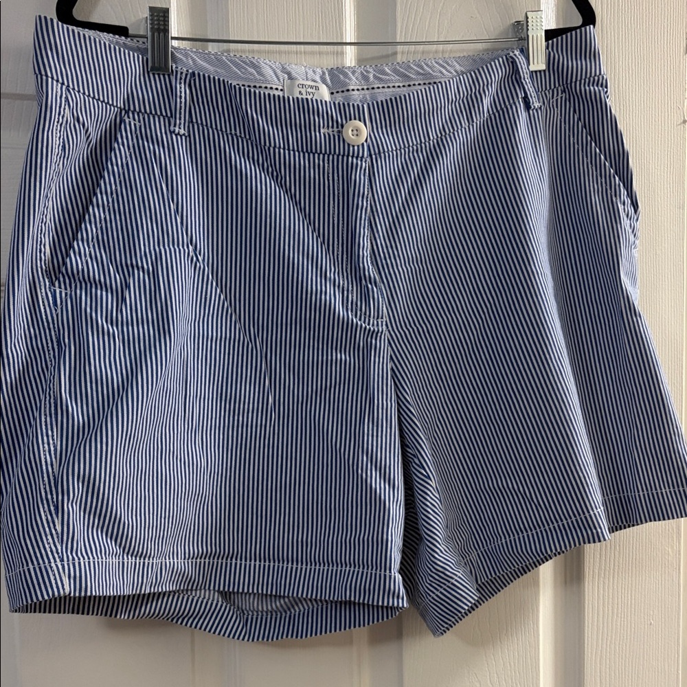 crown & ivy Blue and White Striped Women’s Shorts